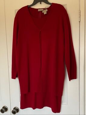 Nordstrom vintage dark Red Long Sleeve dress & Tunic Sweater size XL PETITE